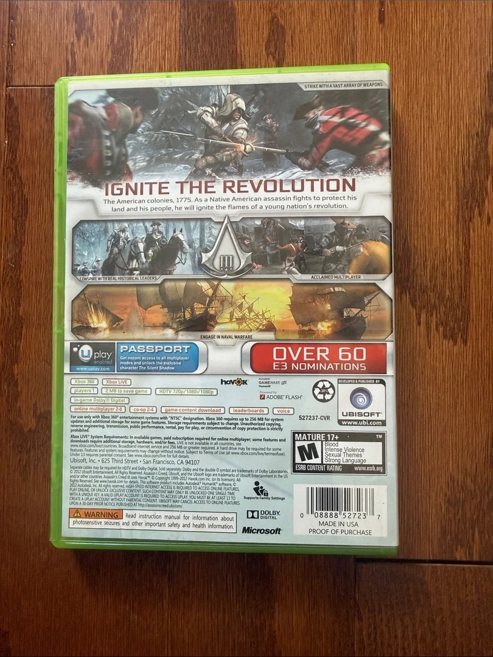 Assassin’s Creed III Xbox 360 Complete 2 Disc Set Ubisoft 2012